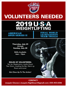 Volunteers Needed for USA Weightlifting Event